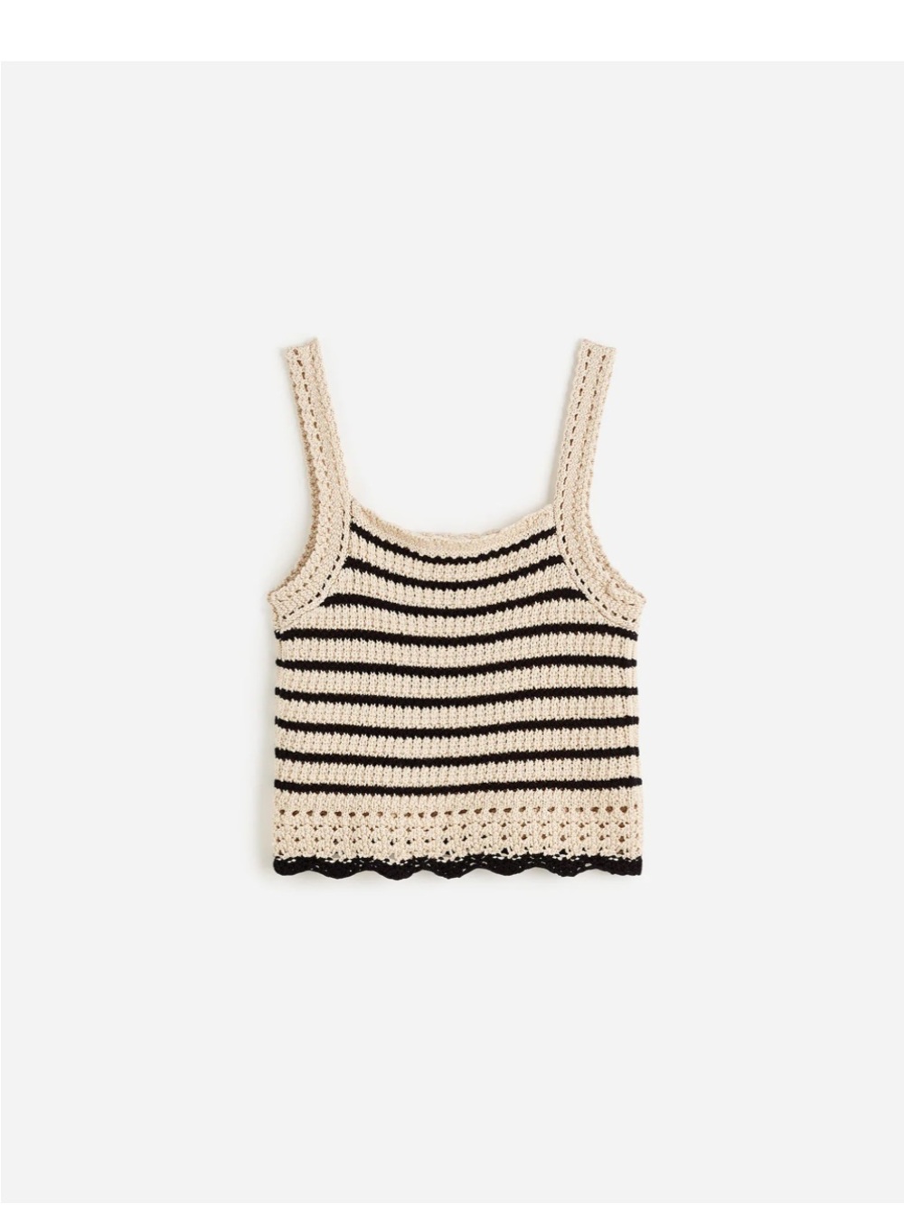 MADEWELL Sweater Tank Size M Crochet-Stitch Cotton Black Tan Cottagecore BOHO 🆕 - Picture 14 of 15